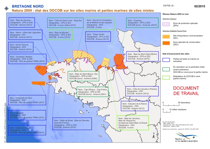 Etat des DOCOB sites marins et mixtes Bretagne Nord